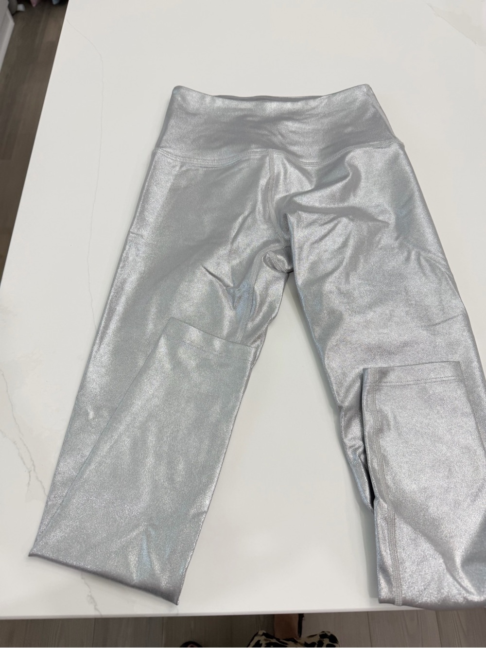 Beyond Yoga Silver High-Waist Metallic Leggings